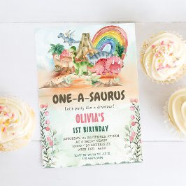 Dinosaur One-A-Saurus 1st Birthday Party Kaart