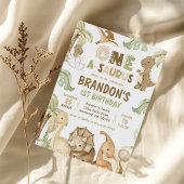 Dinosaur One-A-Saurus 1st Birthday Party Kaart