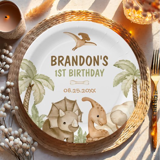 Dinosaur One-A-Saurus 1st Birthday Party Papieren Bordje
