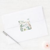 Dinosaur One-A-Saurus Boy 1e verjaardag gunst Vierkante Sticker (Envelop)