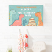 Dinosaur One-A-Saurus Boy 1e verjaardagsfeestje  Spandoek (Insitu)