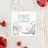 Dinosaur One-A-Saurus eerste verjaardag Baby Servet (Insitu)