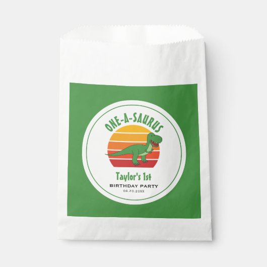 Dinosaur One-A-Saurus Genderneutraal 1e verjaardag Bedankzakje (Voorkant)