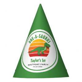 Dinosaur One-A-Saurus Genderneutraal 1e verjaardag Feesthoedjes