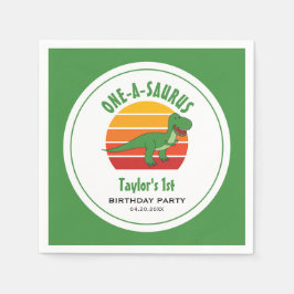 Dinosaur One-A-Saurus Genderneutraal 1e verjaardag Servet