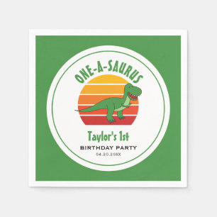 Dinosaur One-A-Saurus Genderneutraal 1e verjaardag Servet