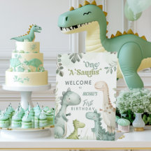 Dinosaur One-A-Saurus Jongen 1e Verjaardag Welkom