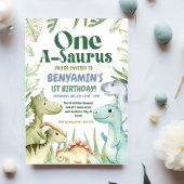 Dinosaur One-A-Saurus Jongen 1e Verjaardagsfeest U Kaart