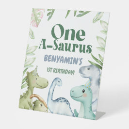 Dinosaur One-A-Saurus Jongen 1e Verjaardagsfeest U Reclamebord Met Voetstuk