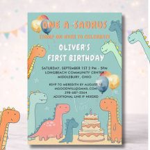 Dinosaur One-A-Saurus Jongen 1e Verjaardagsfeestje