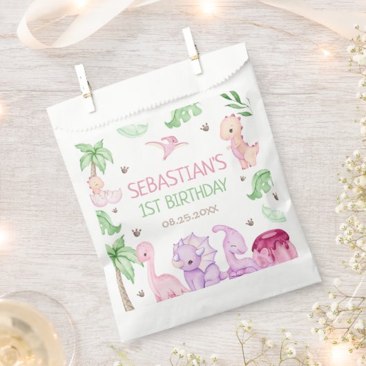 Dinosaur One-A-Saurus Meisje 1e Verjaardagsfeest Bedankzakje (Geknipt)