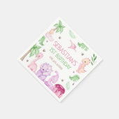 Dinosaur One-A-Saurus Meisje 1e Verjaardagsfeest Servet (Hoek)