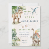 Dinosaur One-A-Saurus Party Dinosaur 1st Birthday Kaart (Voorkant)