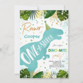 Dinosaur One-A-Saurus Party Dinosaur 1st Birthday Kaart (Voorkant)