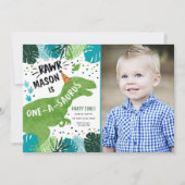 Dinosaur One-A-Saurus RAWR 1ste eerste verjaardag Kaart (Voorkant)