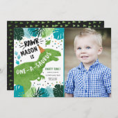 Dinosaur One-A-Saurus RAWR 1ste eerste verjaardag Kaart (Voorkant / Achterkant)