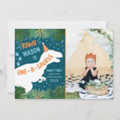 Dinosaur One-A-Saurus RAWR 1ste eerste verjaardag Kaart (Voorkant)