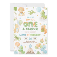 Dinosaur One-A-Saurus Uitnodiging voor 1e verjaard