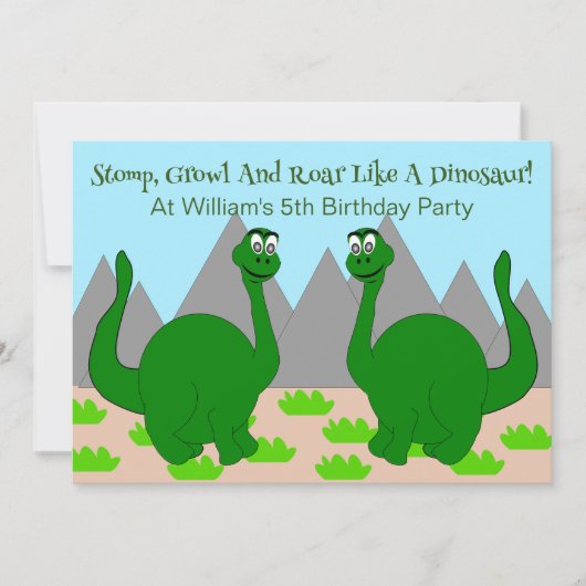 Dinosaur Ontwerp Kinderverjaardagsfeestje Kaart (Voorkant)