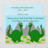 Dinosaur Ontwerp Kinderverjaardagsfeestje Kaart (Voorkant / Achterkant)