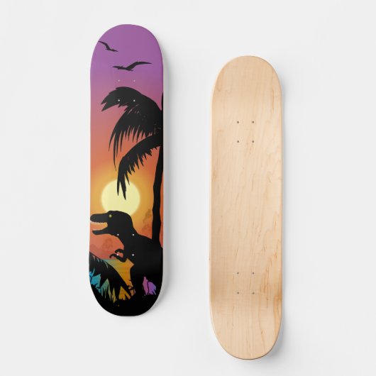 Dinosaur op Dawn Skateboard (Voorkant)