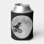 Dinosaur op een bike in Sky met maan Blikjeskoeler (Blikje Voorkant)