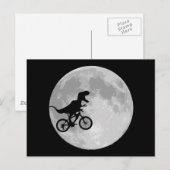 Dinosaur op een bike in Sky met maan Briefkaart (Voorkant / Achterkant)
