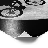 Dinosaur op een bike in Sky met maan Foto Afdruk (Hoek)