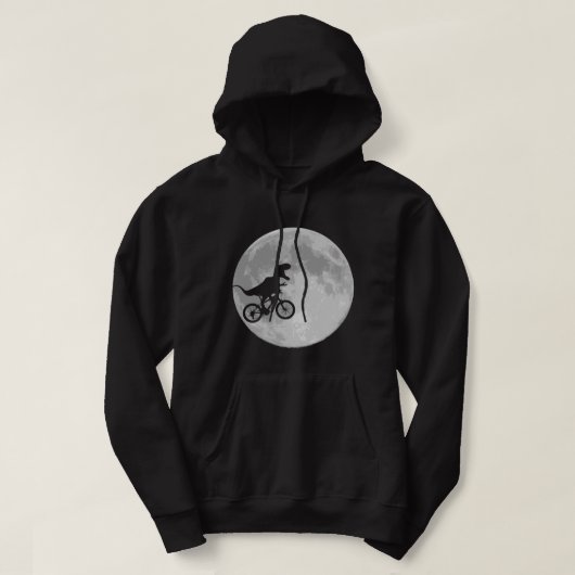 Dinosaur op een bike in Sky met maan Hoodie (Design voorkant)