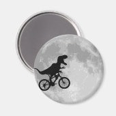 Dinosaur op een bike in Sky met maan Magneet (Voorkant / Achterkant)