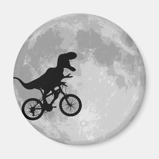 Dinosaur op een bike in Sky met maan Magneet (Voorkant)