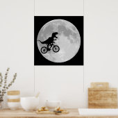 Dinosaur op een bike in Sky met maan Poster (Keuken)