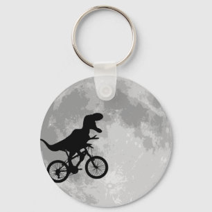 Dinosaur op een bike in Sky met maan Sleutelhanger