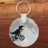 Dinosaur op een bike in Sky met maan Sleutelhanger (Voorkant)