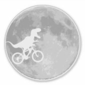 Dinosaur op een bike in Sky met maan Sticker (Voorkant)