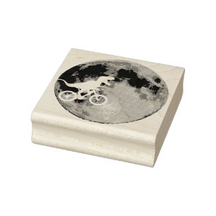 Dinosaur op een bike in Sky met Maan T-Shirt Rubberstempel
