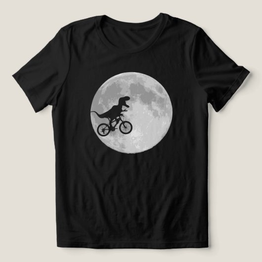 Dinosaur op een bike in Sky met Moon Fun Tri-Blend Shirt (Design voorkant)