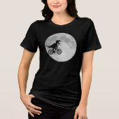 Dinosaur op een bike in Sky met Moon Fun Tri-Blend Shirt (Voorkant)