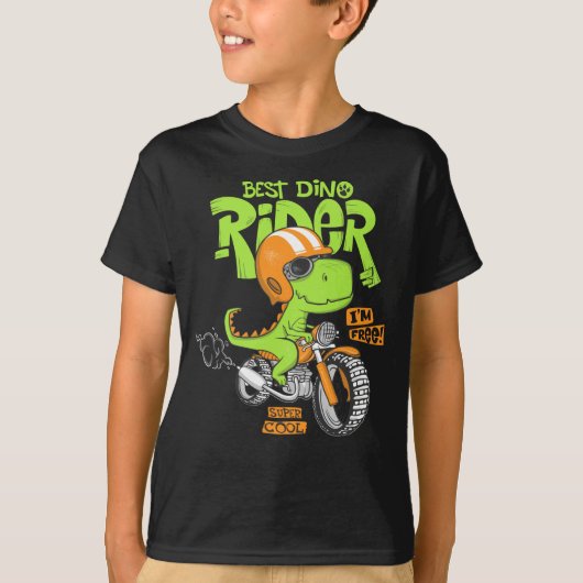 Dinosaur op een motorfiets t-shirt (Voorkant)
