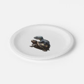 dinosaur op schildpad Kopie Papieren Bordje (Gekanteld)