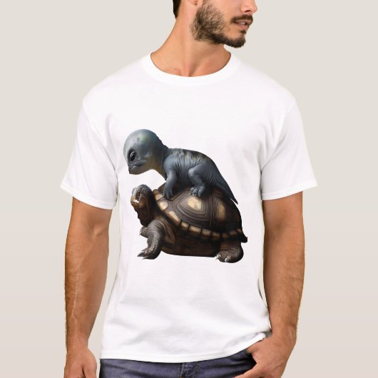 dinosaur op schildpad Kopie T-shirt (Voorkant)