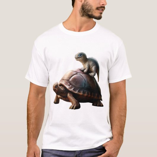 dinosaur op schildpad t-shirt (Voorkant)