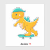 Dinosaur op skateboard sticker (Vel)