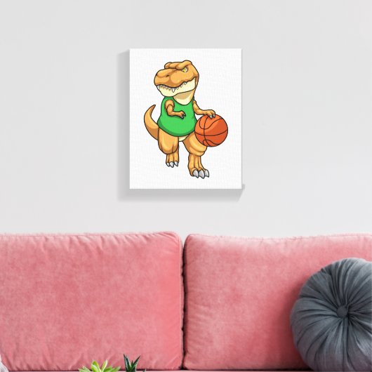 Dinosaur op sport met Basketball Canvas Afdruk (Insitu (Woonkamer))