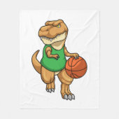 Dinosaur op sport met Basketball Fleece Deken (Voorkant)