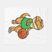 Dinosaur op sport met Basketball Fleece Deken (Voorkant (Horizontaal))