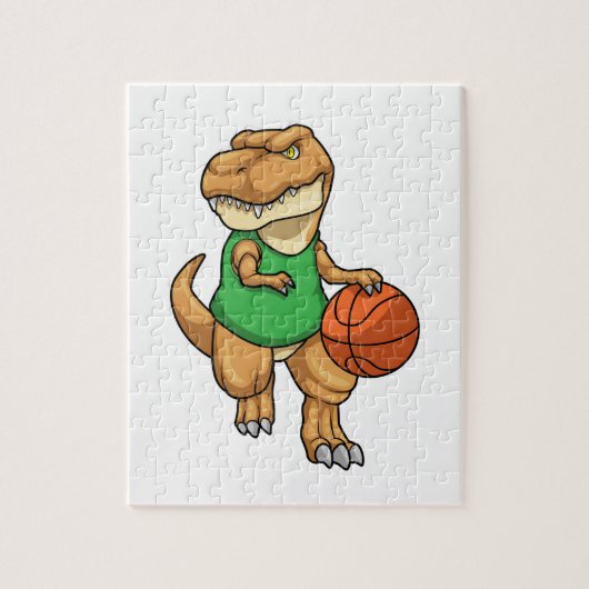 Dinosaur op sport met Basketball Legpuzzel (Verticaal)