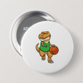Dinosaur op sport met Basketball Ronde Button 7,6 Cm (Voorkant /achterkant)