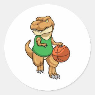 Dinosaur op sport met Basketball Ronde Sticker