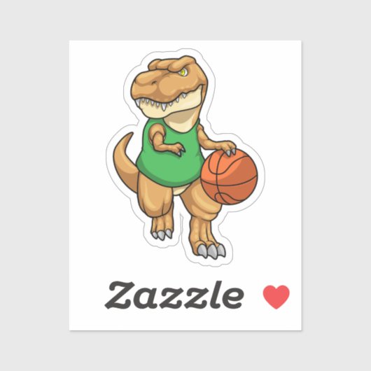 Dinosaur op sport met Basketball Sticker (Vel)
